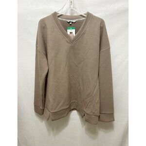 Andrew Marc New York Womens XL Taupe Pullover Long Sleeve Top NWT